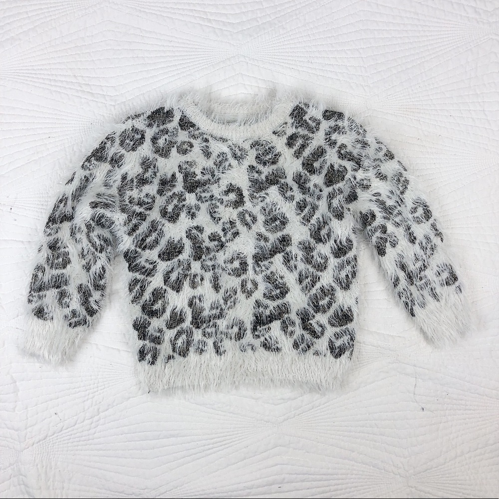 2/$10 Fuzzy White Leopard Print Christmas Sweater